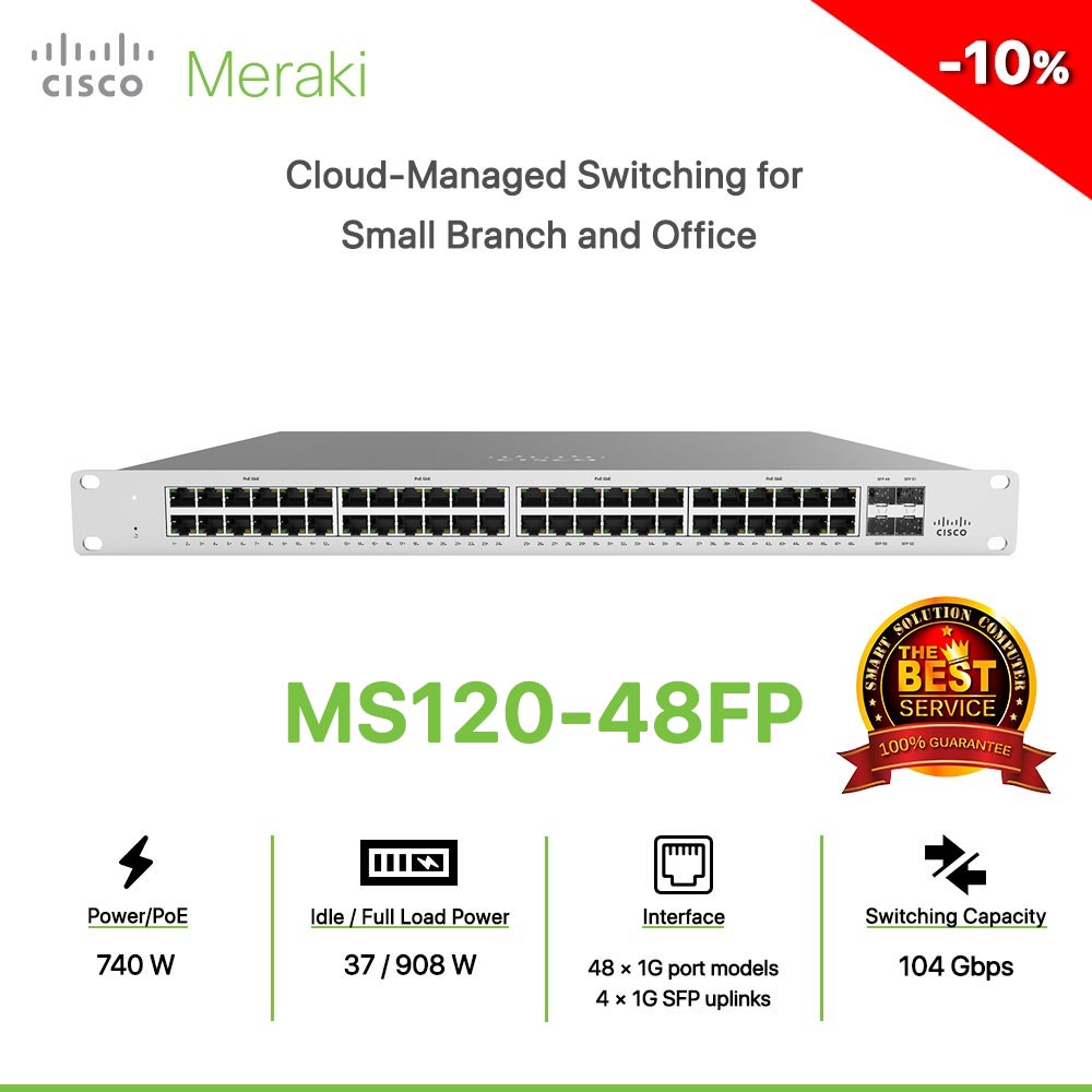 Cisco Meraki MS120-48FP Cloud-Managed Switching for Small Branch and Office