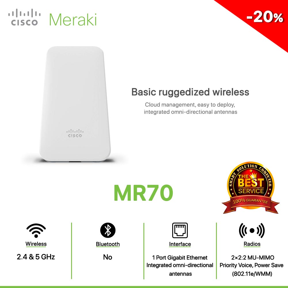 Cisco Meraki Mr70 Basic Ruggedized Wireless Cloud Management Easy To Deploy Integrated Omni Directional Antennas