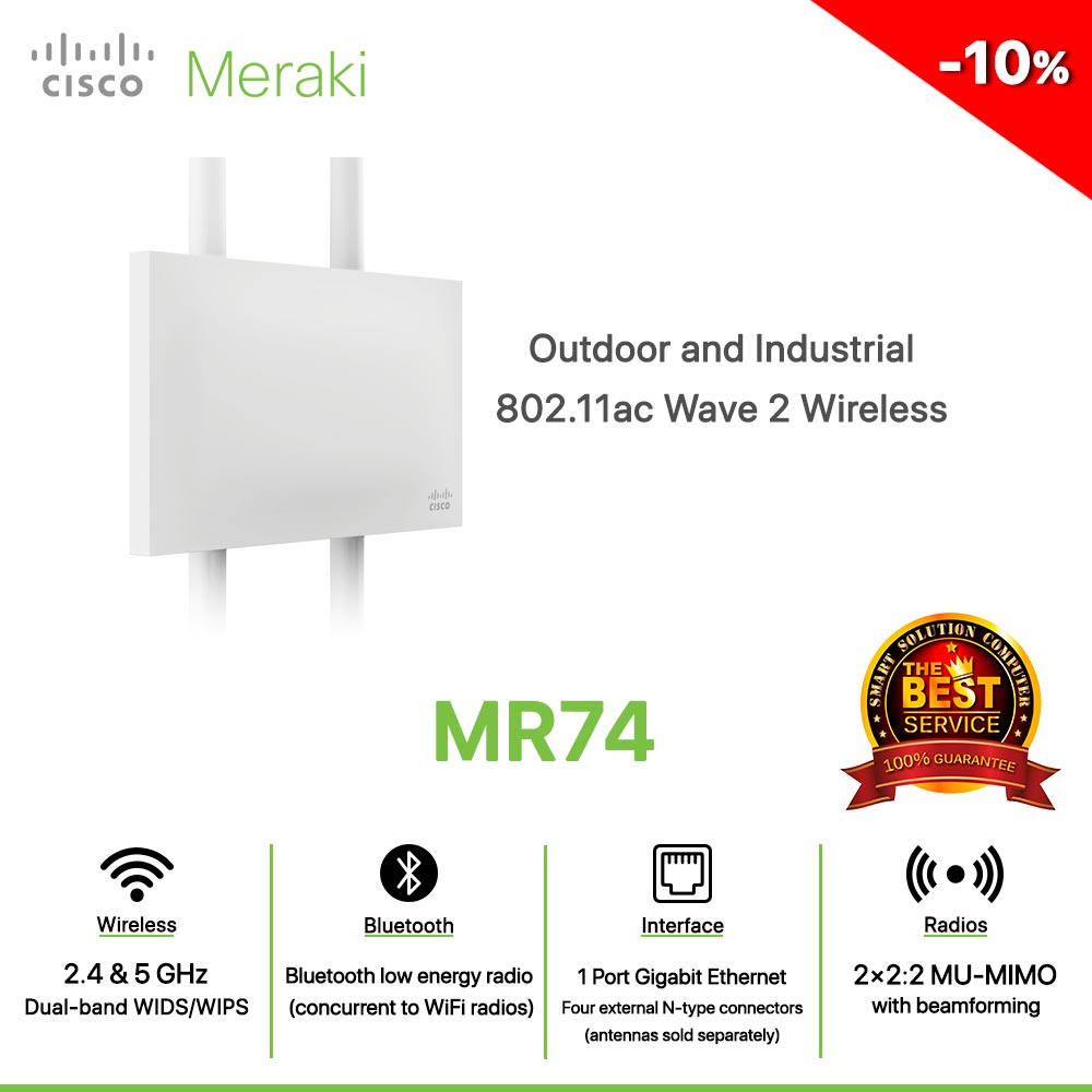 Cisco Meraki Mr74 Outdoor And Industrial 802 11ac Wave 2 Wireless