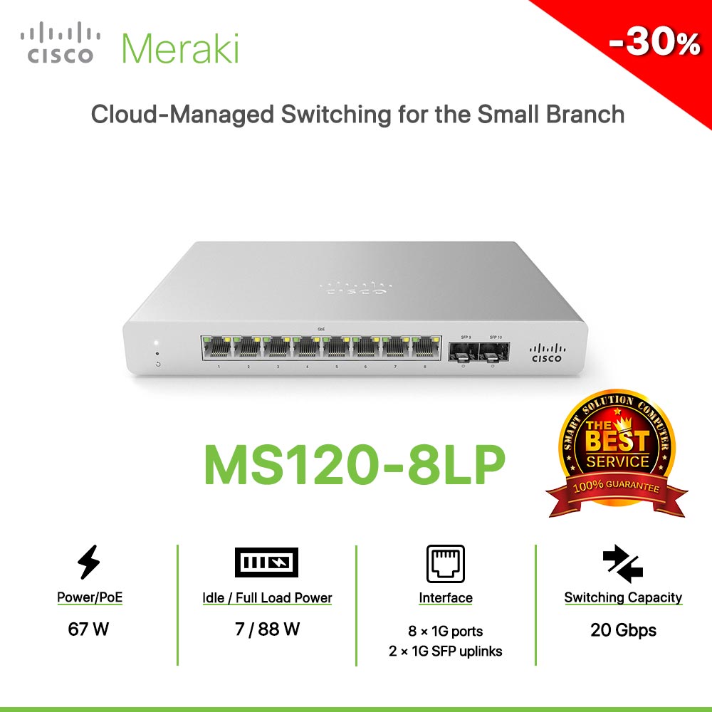 Cisco Meraki MS120-8LP Cloud-Managed Switching for the Small Branch