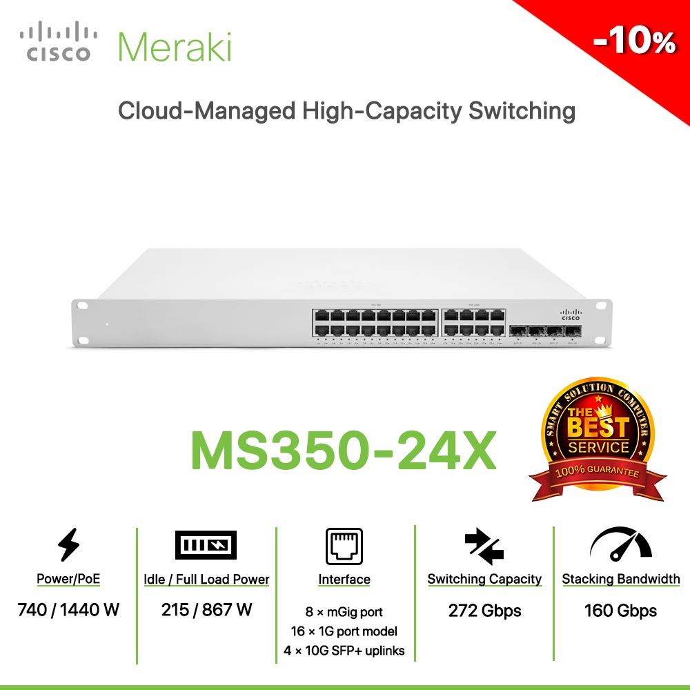 Cisco Meraki MS350-24X Cloud-Managed Switching for the Mission-Critical Network