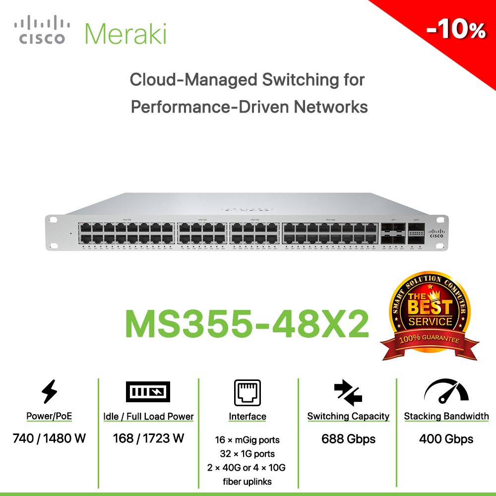 Cisco Meraki MS355-48X2 Cloud-Managed Switching for Performance-Driven Networks