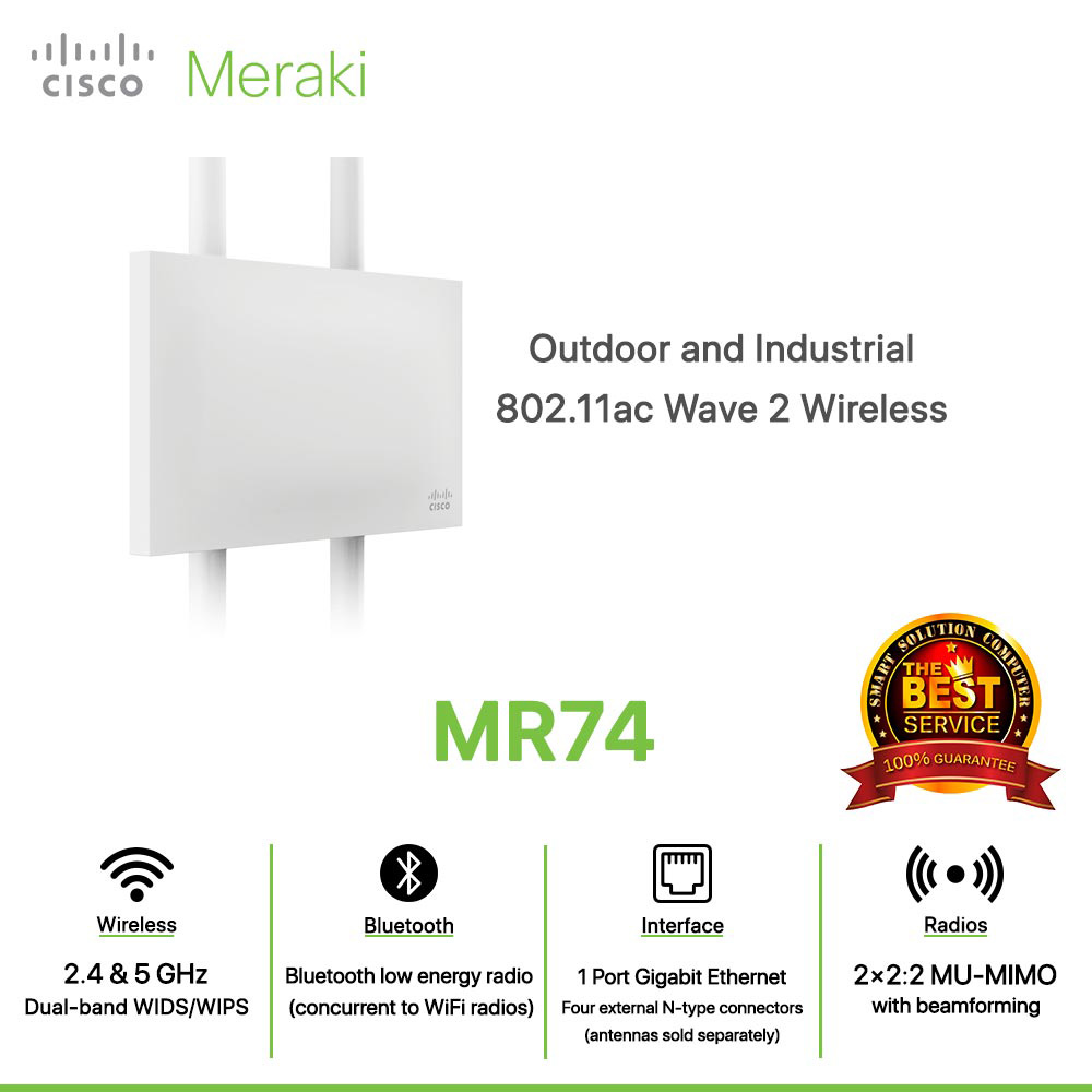 Cisco Meraki MR74 Outdoor and Industrial 802.11ac Wave 2 Wireless