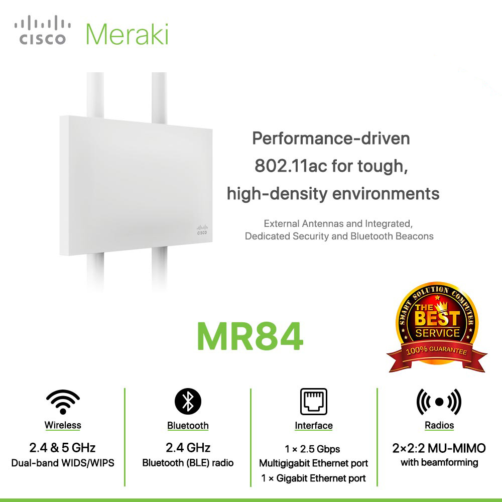 Cisco Meraki MR84 Performance-driven 802.11ac for tough, high-density environments