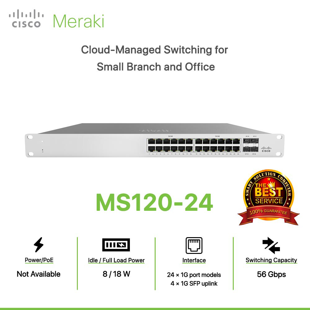 Cisco Meraki MS120-24 Cloud-Managed Switching for  Small Branch and Office