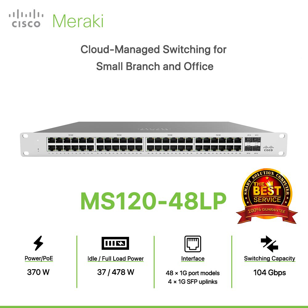 Cisco Meraki MS120-48LP Cloud-Managed Switching for Small Branch and Office