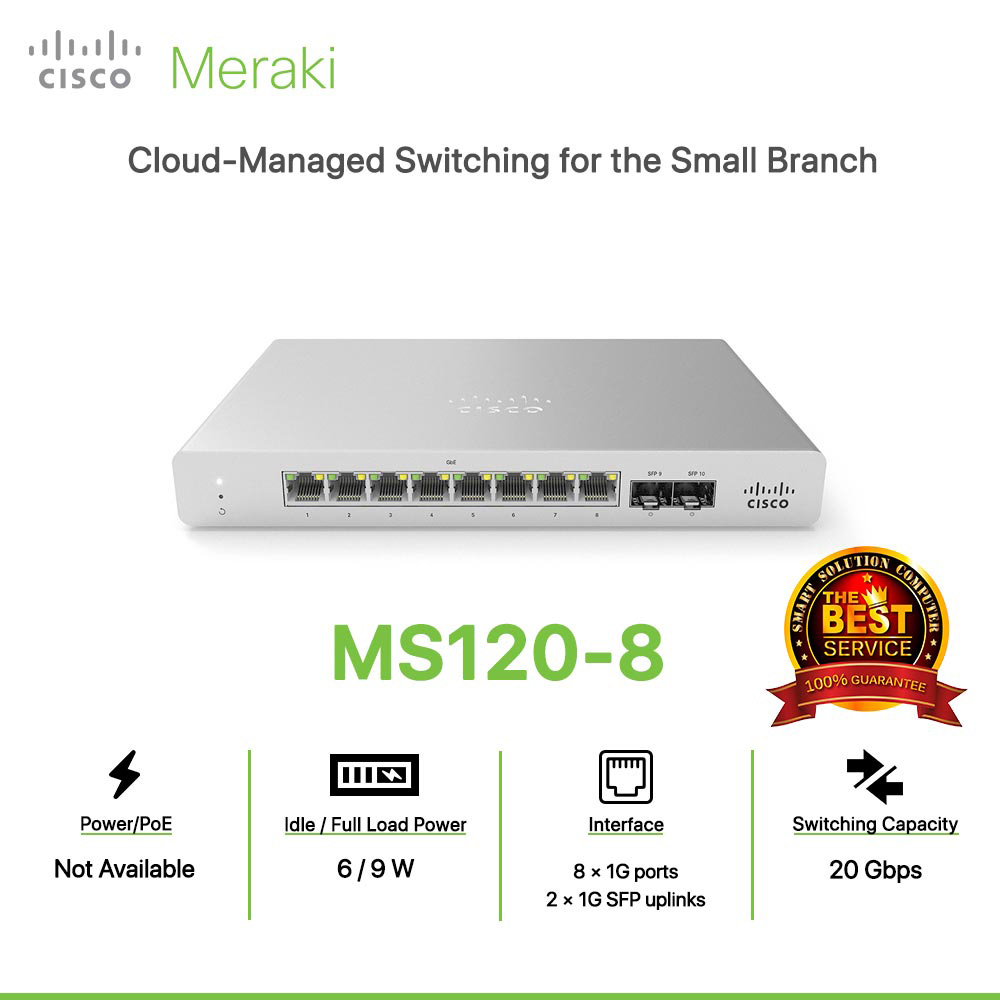 Cisco Meraki MS120-8 Cloud-Managed Switching for the Small Branch