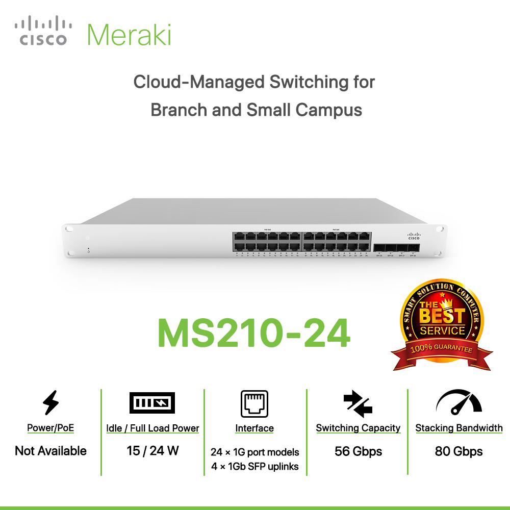 Cisco Meraki MS210-24 Cloud-Managed Switching for  Branch and Small Campus