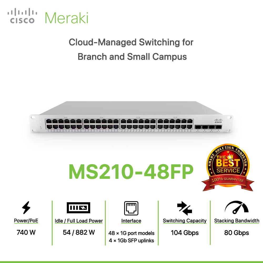 Cisco Meraki MS210-48FP Cloud-Managed Switching for  Branch and Small Campus