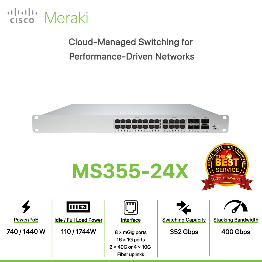 Cisco Meraki MS355-24X Cloud-Managed Switching for  Performance-Driven Networks