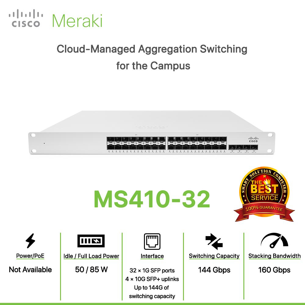 Cisco Meraki MS410-32 Cloud-Managed Aggregation Switching  for the Campus
