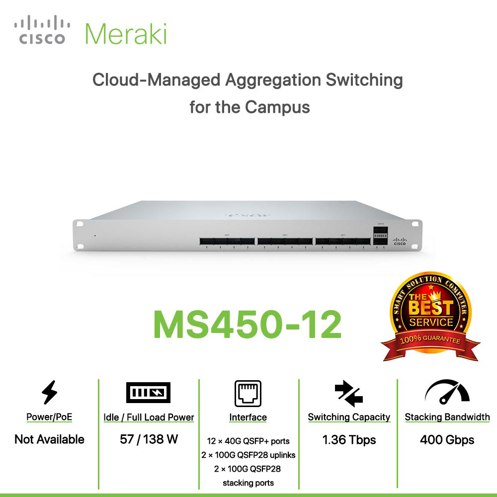 Cisco Meraki MS450-12 Cloud-Managed Aggregation Switching for the Campus