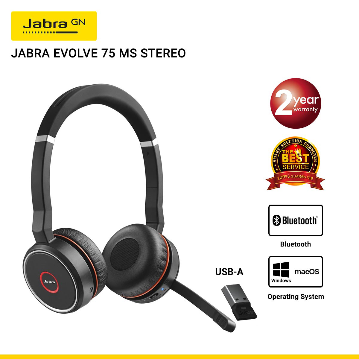 Jabra Evolve 75 MS Stereo USB-A (JBA-7599-832-109)