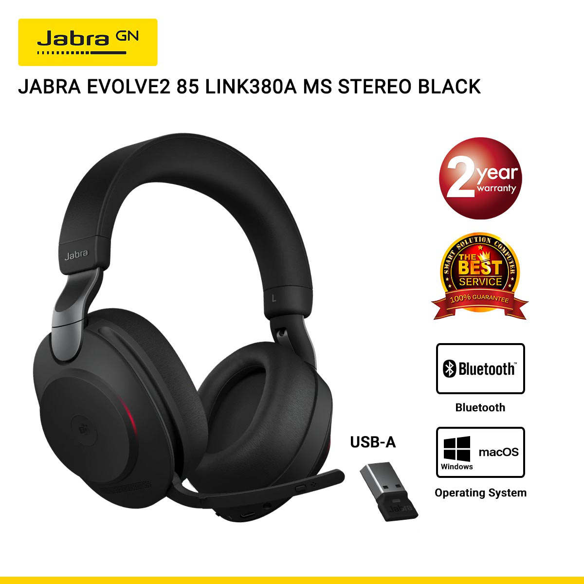 Jabra Evolve2 85 LINK380A MS Stereo BLACK (JBA-28599-999-999)