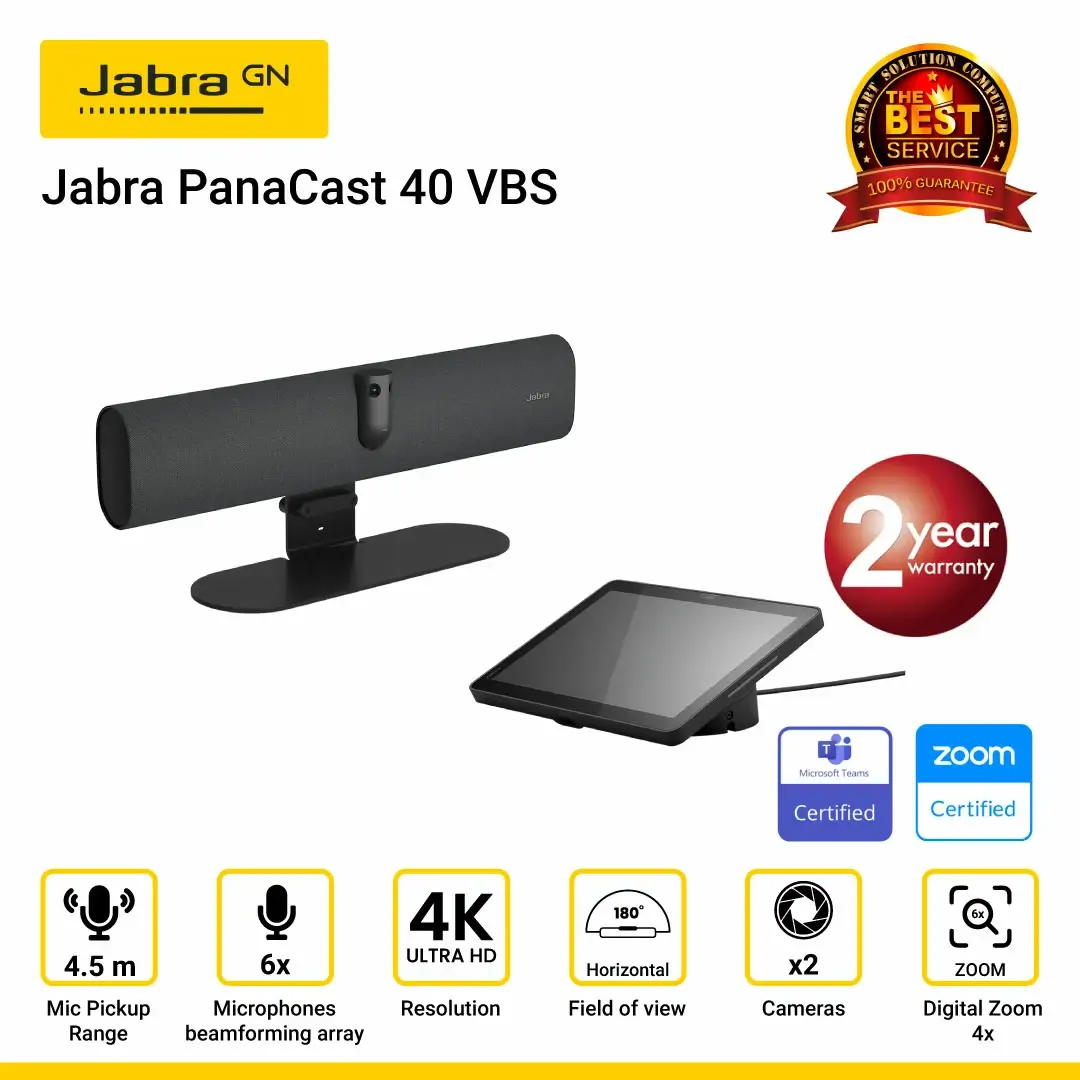 JABRA PANACAST 40 VBS ชุดกล้องวิดีโอคอนเฟอร์เรนซ์ 180° 4K พร้อม PanaCast Control IP สำหรับห้องประชุมอัจฉริยะ