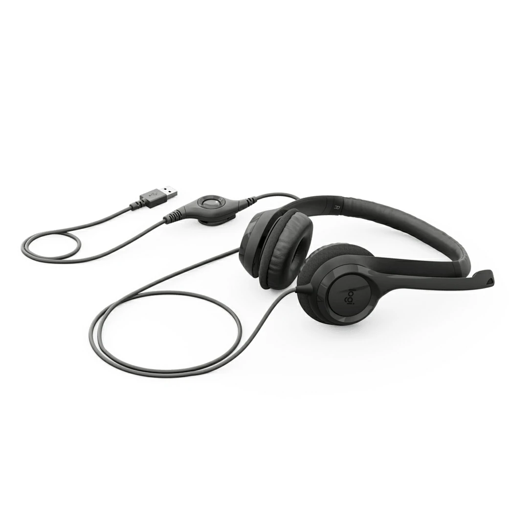 Logitech Headset H390 USB หูฟังพร้อมไมค์ตัดเสียงรบกวน (Black)