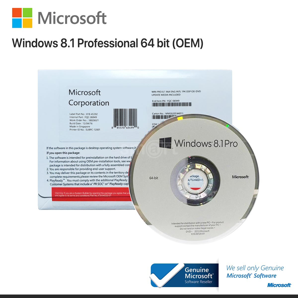 Microsoft Windows 8.1 Pro 64 Bit ENG (OEM) FQC-06958