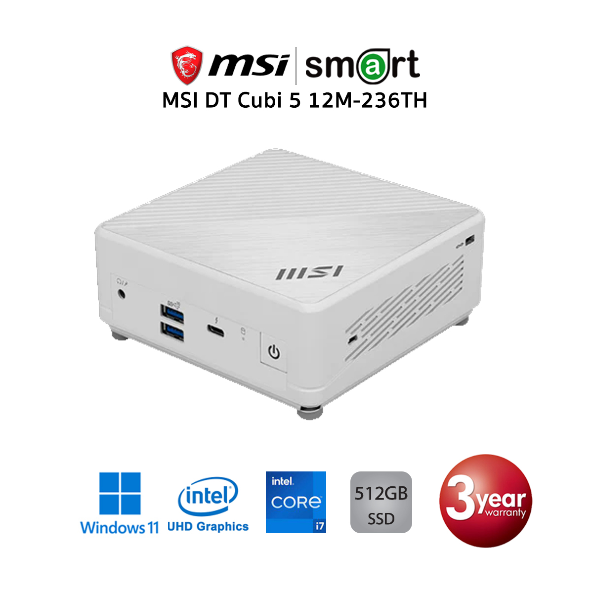 MSI DT Cubi 5 12M-236TH i7-1255U/UHD Graphics/512GB/Win 11(White)