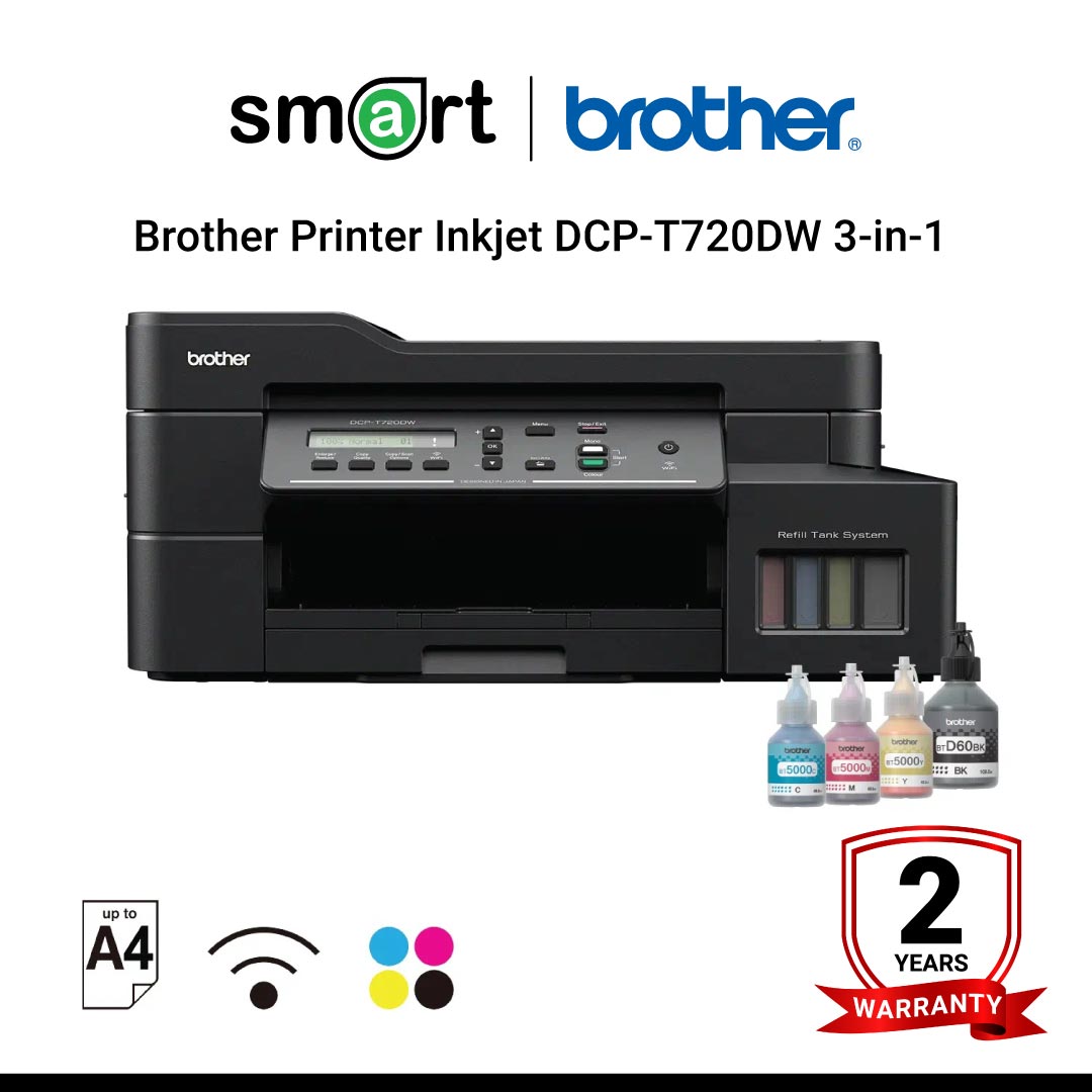 Brother Printer Inkjet DCP-T720DW เครื่องพิมพ์มัลติฟังก์ชันอิงค์เจ็ท ระบบแท็งก์ 3-in-1 Print, Copy, Scan