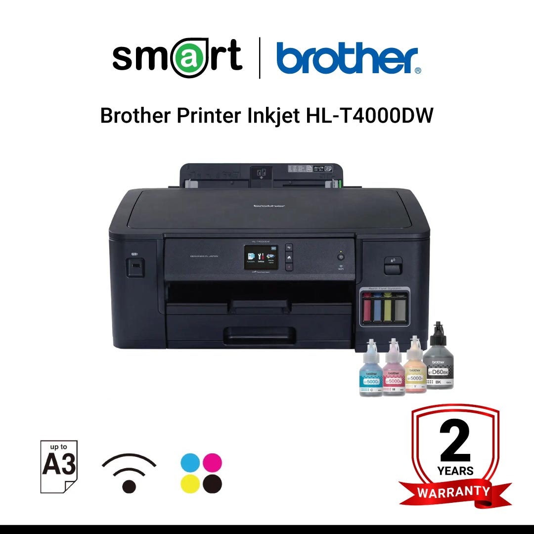 Brother Printer Inkjet HL-T4000DW เครื่องพิมพ์ระบบอิงค์เจ็ท Refill Tank System, พิมพ์สี, ขาวดำ 