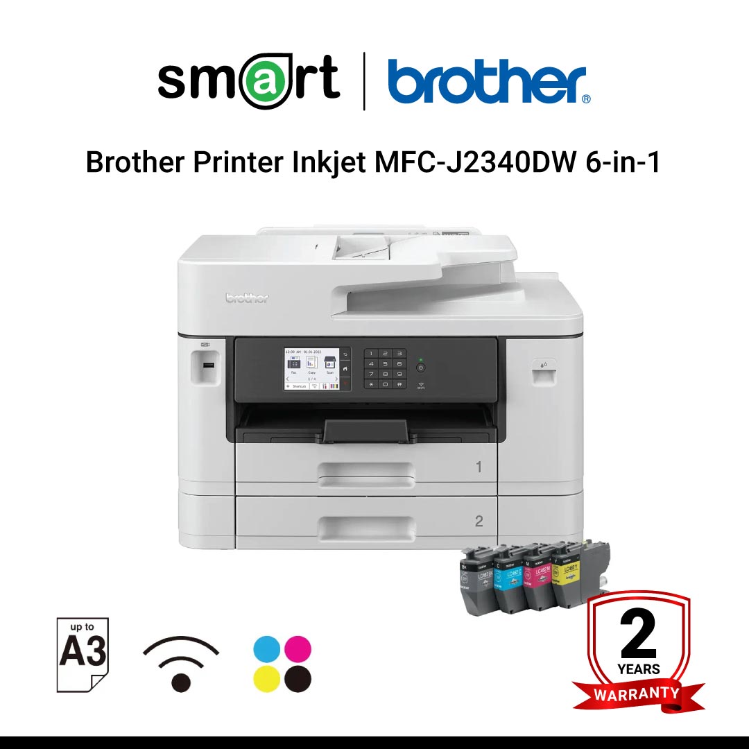Brother Printer Inkjet MFC-J2740DW เครื่องพิมพ์อเนกประสงค์ InkJet MFC A3 ระบบตลับหมึก 6-in-1 : Print, Fax, Copy, Scan, PC Fax, Direct Print, A3