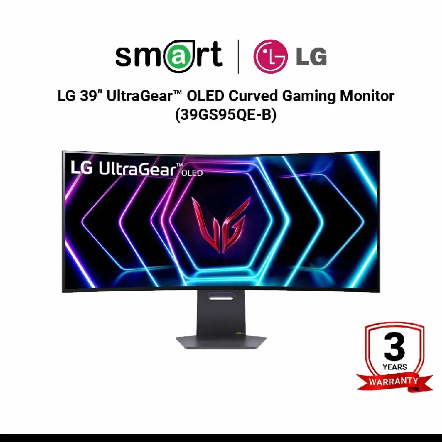 จอมอนิเตอร์  LG 39" UltraGear™ OLED Curved Gaming Monitor WQHD with 240Hz 2K (DisplayPort x1 ,HDMI x1) - 39GS95QE-B