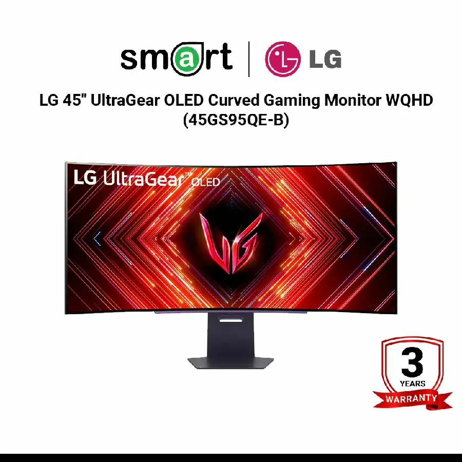 LG 45" UltraGear OLED Curved Gaming Monitor WQHD with 2K 240Hz (DisplayPort, HDMI) - 45GS95QE-B