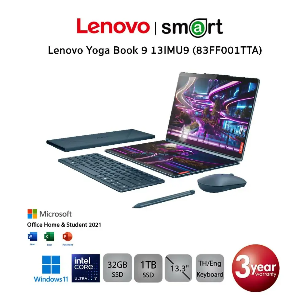 Lenovo Yoga Book 9 13IMU9 (83FF001TTA) Intel Core Ultra 7/32GB/1TB/13.3" 2.8K/Win11+Office (Tidal Teal)