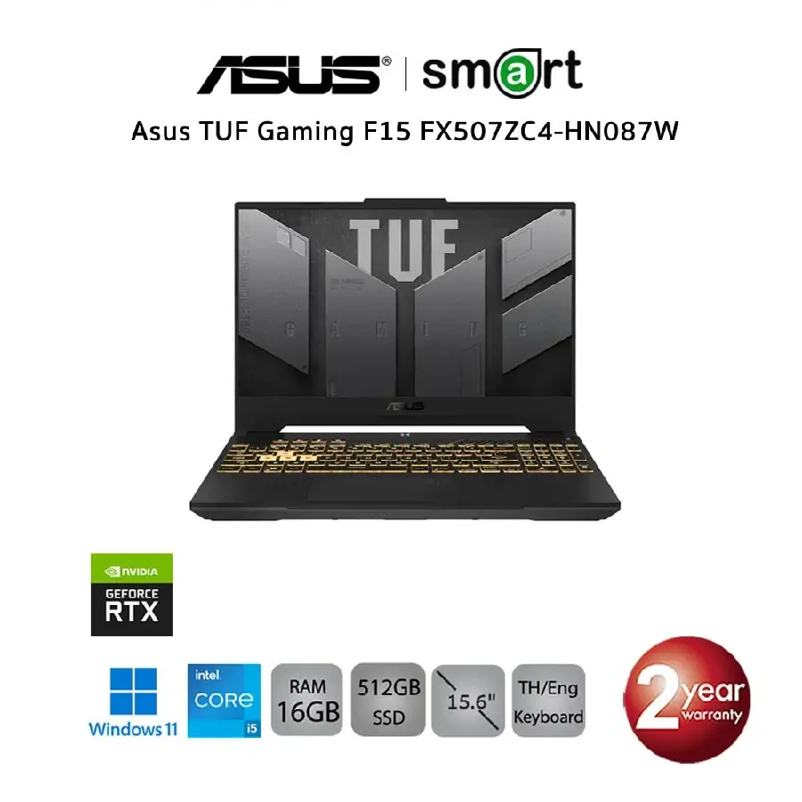 โน๊ตบุ๊ค Notebook  Asus TUF Gaming F15 FX507ZC4-HN087W i5-12500H/RTX 3050/16GB/512GB/15.6"/Win11 (Mecha Gray)