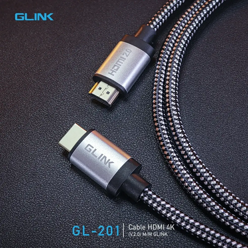 Cable HDMI 4K (V.2.0) M/M (5M) สายถัก GLINK GL201 P/N : GL201-5M