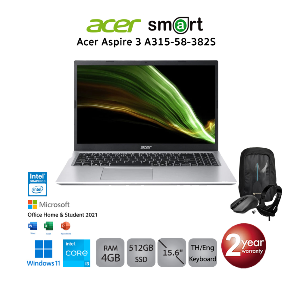 Acer Aspire 3 A315-58-382S i3-1115G4/4GB/512GB/15.6/Win11/(Pure Silver)