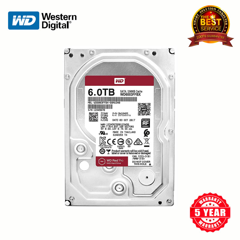 WD 6TB Red Pro NAS Hard Drive 7200RPM, 256MB (WD6003FFBX)