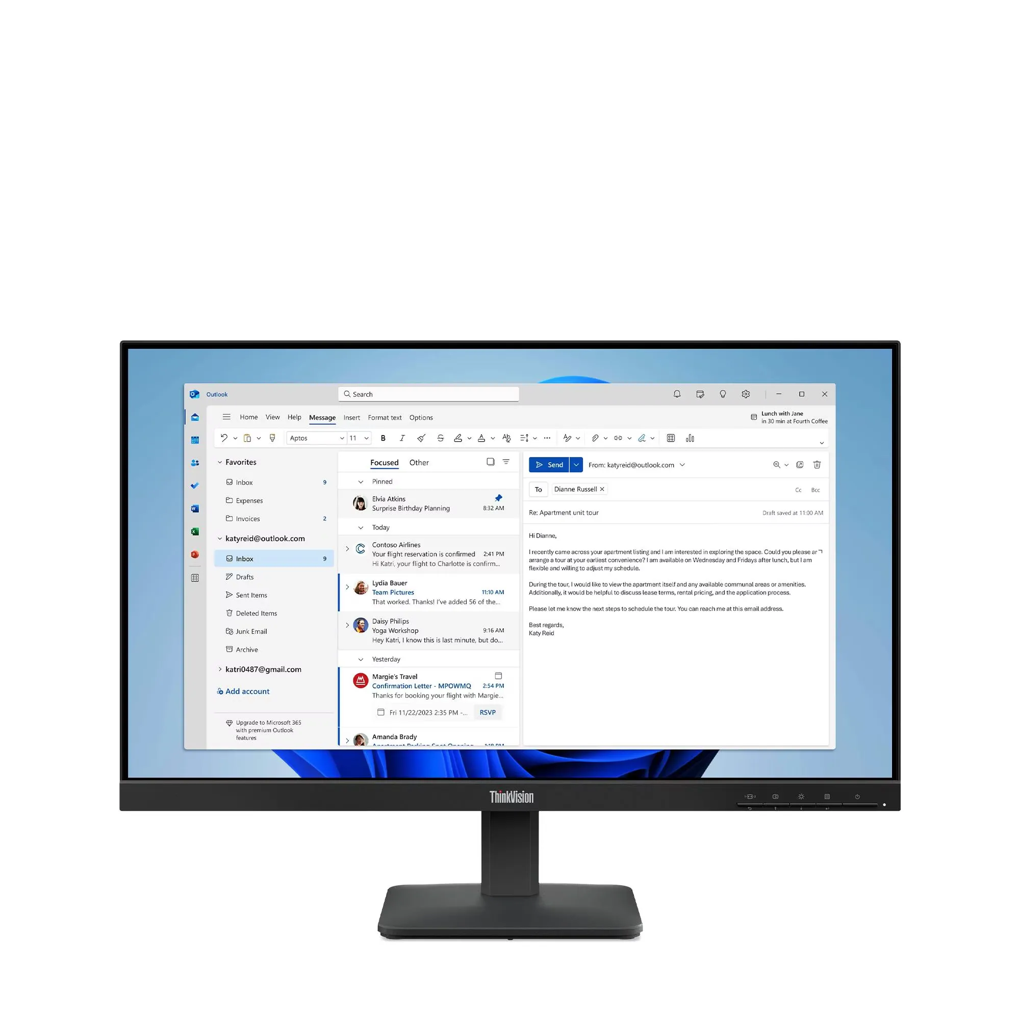 Lenovo ThinkVision S24-4e (64B5KAR1TH) 23.8" FHD 100Hz Monitor(VGA , HDMI)