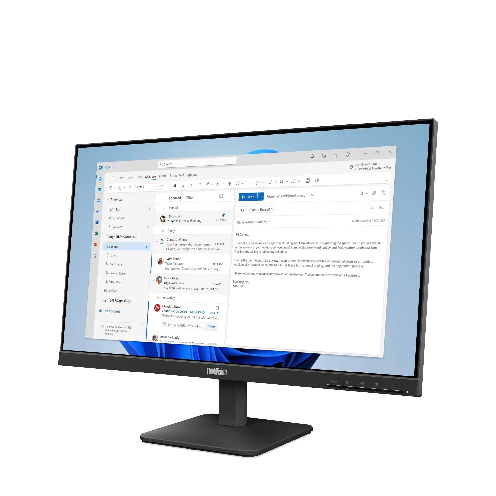 Lenovo ThinkVision S24-4e (64B5KAR1TH) 23.8" FHD 100Hz Monitor(VGA , HDMI)