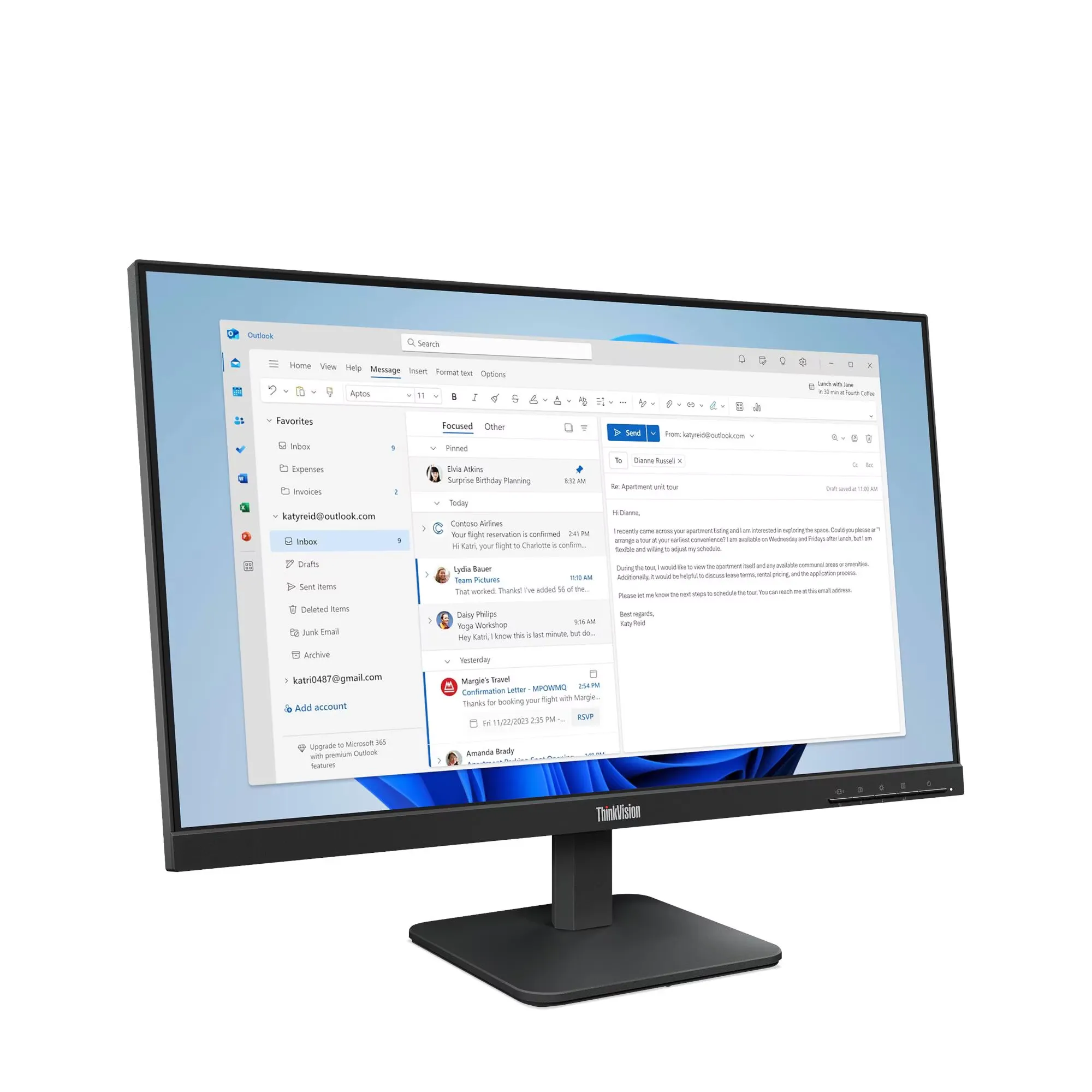 Lenovo ThinkVision S24-4e (64B5KAR1TH) 23.8" FHD 100Hz Monitor(VGA , HDMI)