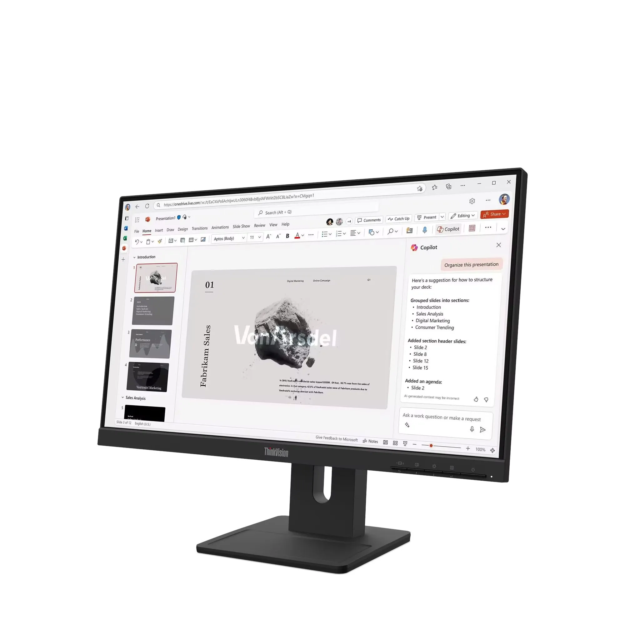 Lenovo ThinkVision E22-40 (64C9MAR6TH) 21.5" FHD 100Hz Monitor HDMI,DP,VGA Port