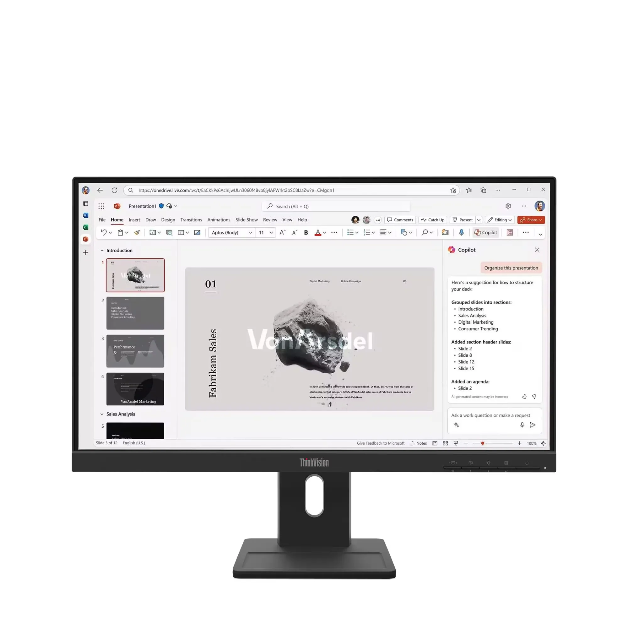 Lenovo ThinkVision E22-40 (64C9MAR6TH) 21.5" FHD 100Hz Monitor HDMI,DP,VGA Port