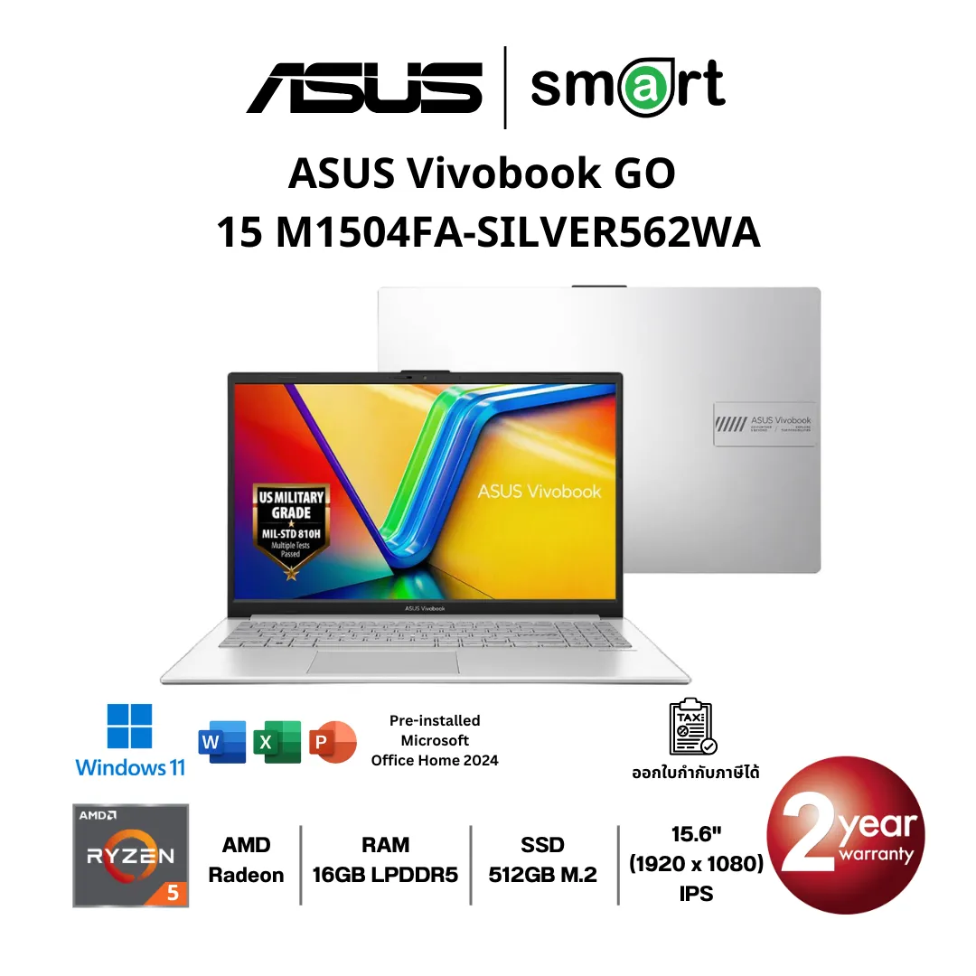 ASUS Vivobook GO 15 M1504FA-SILVER562WA Ryzen 5 7520U/16GB/512GB/15.6"/Win11+Office Home 2024 (Cool Silver)