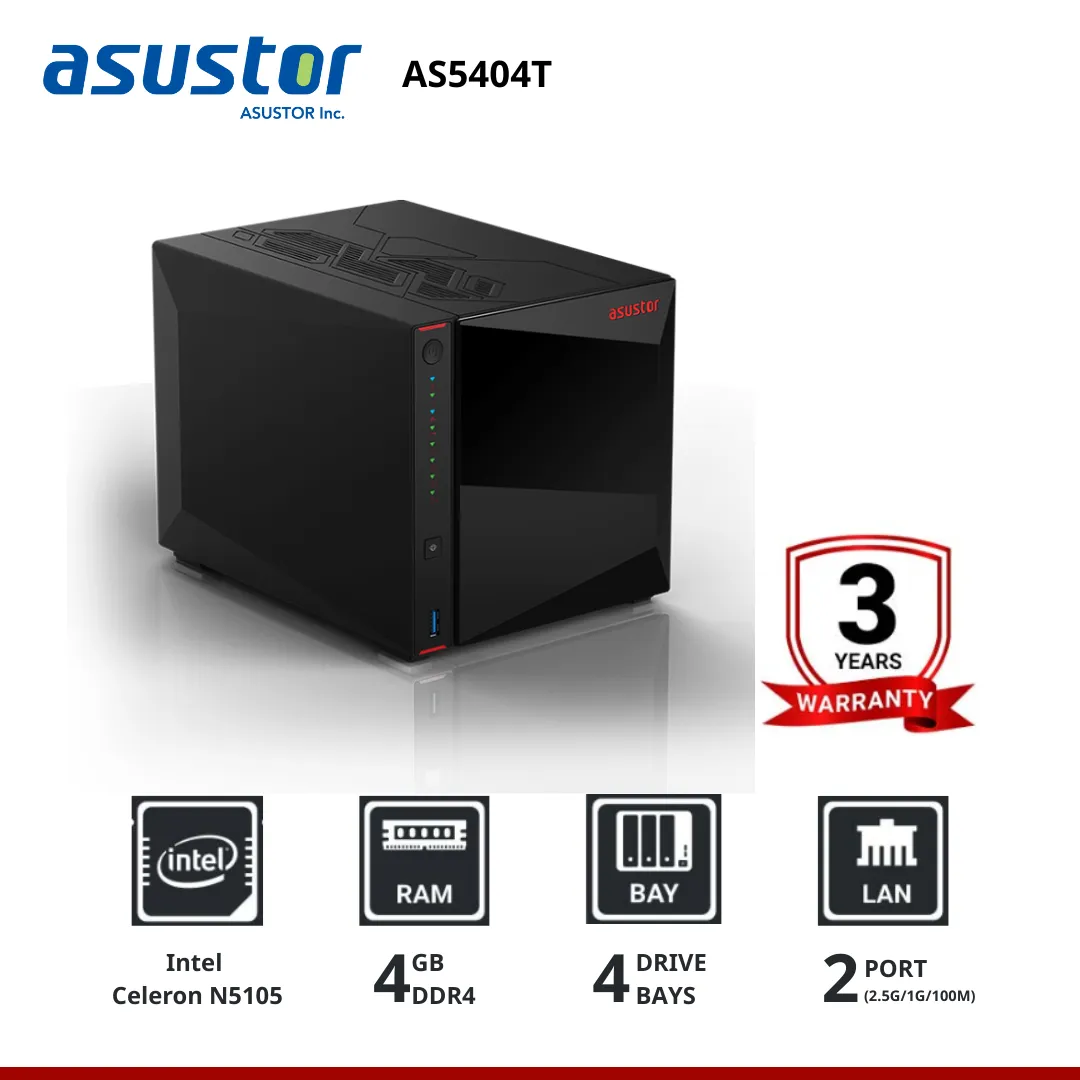 Asustor NIMBUSTOR 4 Gen2 AS5404T 4-Bay NAS  อุปกรณ์จัดเก็บข้อมูลบนเครือข่าย