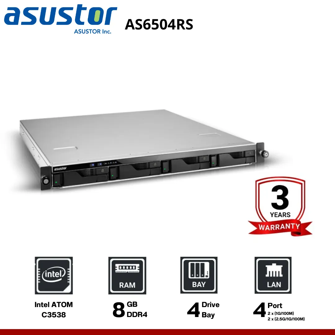 Asustor LOCKERSTOR 4RS AS6504RS 4-Bay Rack &nbsp;อุปกรณ์จัดเก็บข้อมูลบนเครือข่าย