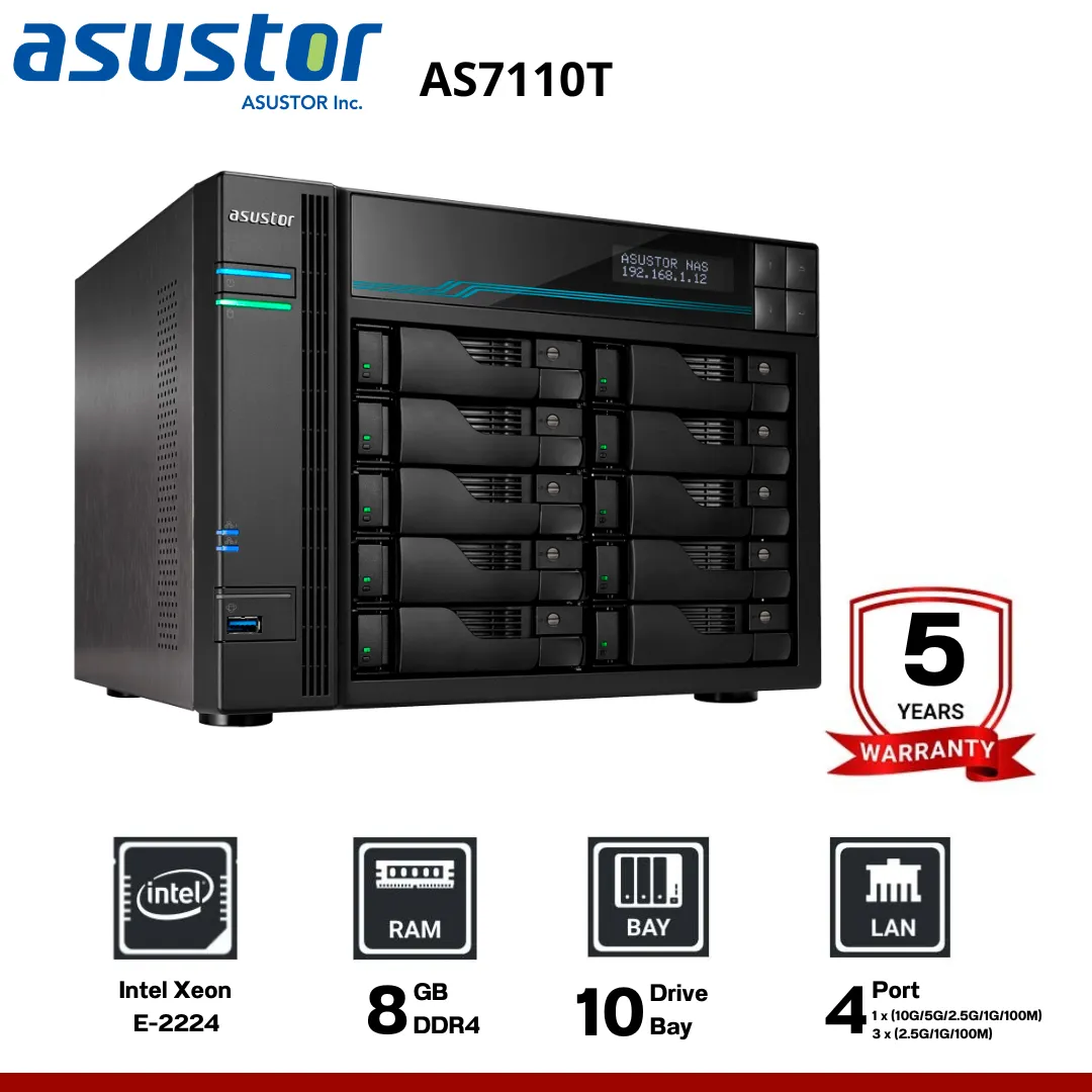 Asustor LOCKERSTOR 10 Pro AS7110T 10-Bay Nas &nbsp;อุปกรณ์จัดเก็บข้อมูลบนเครือข่าย