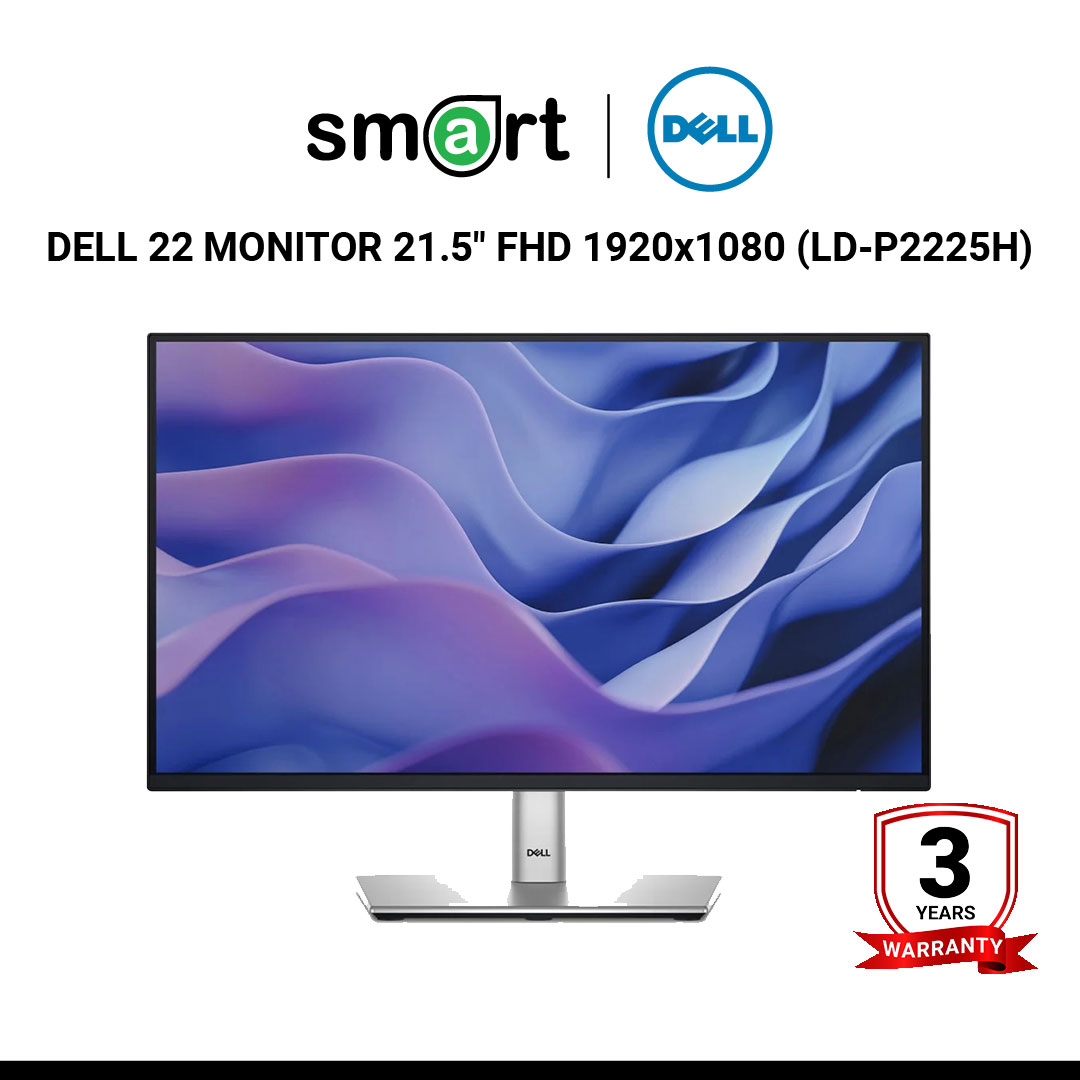 จอมอนิเตอร์  DELL 22 MONITOR - P2225H , 21.5" FHD 1920x1080, 16:9,  HDMI + DP+VGA/ 3Yrs Advance Exchange, NBD, Premium Panel Guarantee