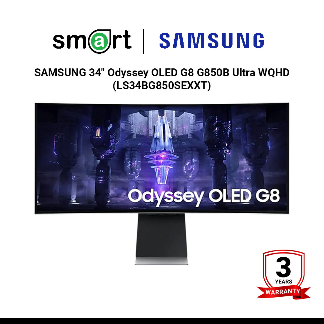 SAMSUNG  34" Odyssey OLED G8 G850B Ultra WQHD 2K 175Hz Gaming Monitor (OLED, HDMI, DP, USB-C, SPK) - LS34BG850SEXXT