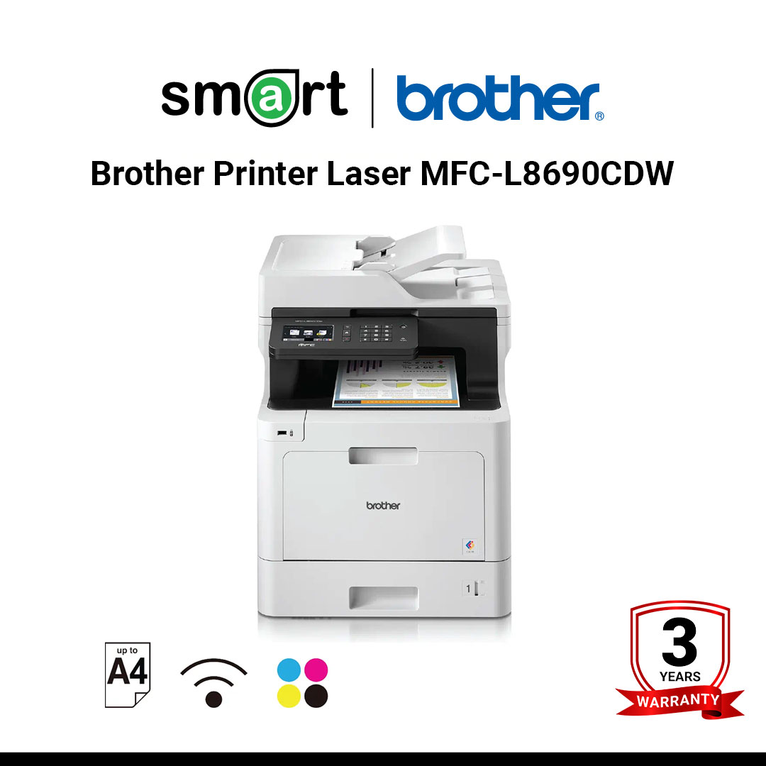 Brother Printer Laser MFC-L8690CDW เครื่องพิมพ์เลเซอร์สี และมัลติฟังก์ชัน Color MFC laser : 5in1 (Print, Scan, Copy, Fax, PC fax +Duplex+Network)