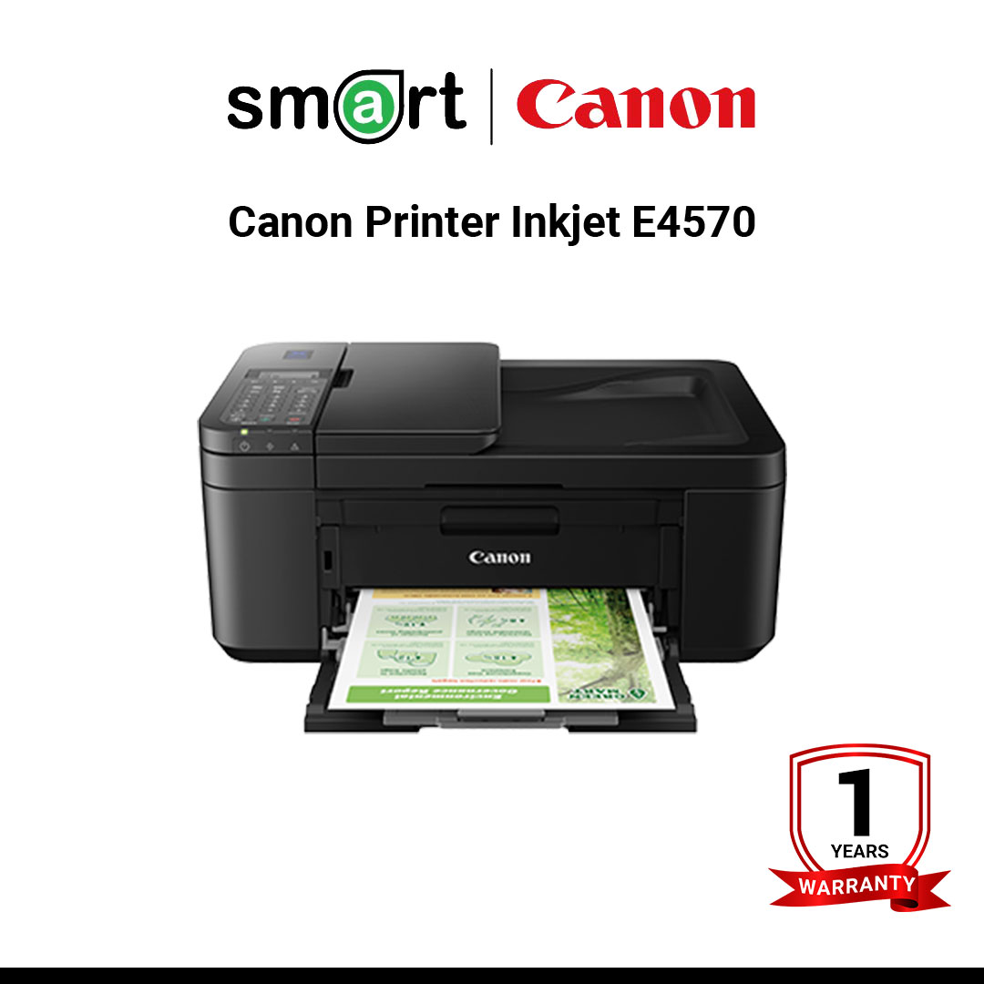เครื่องพิมพ์อิงค์เจ็ท Canon Printer Inkjet CANON ALL IN ONE PRINTER E4570 (Print,Scan,Copy,Fax), WiFi,Mopria,AirPrint