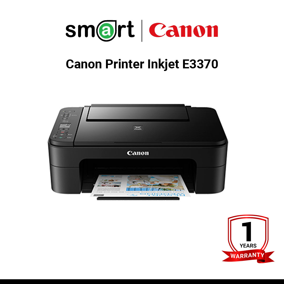 เครื่องพิมพ์อิงค์เจ็ท Canon Printer Inkjet E3370 ALL-IN-ONE Print, Scan, Copy (WiFi,Mopria,AirPrint)