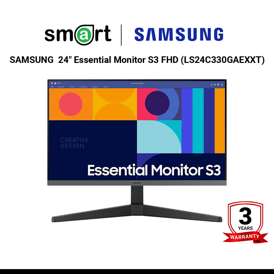 SAMSUNG 24" Essential Monitor S3 FHD 100Hz FREESYNC (IPS, HDMI, DP) - LS24C330GAEXXT