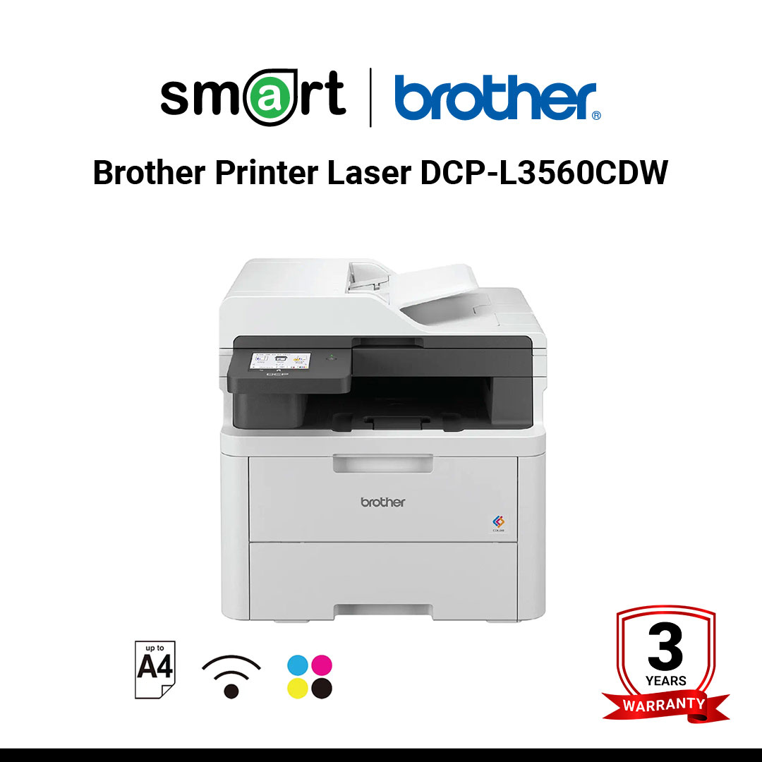 Brother Printer Laser DCP-L3560CDW เครื่องพิมพ์สี LED และมัลติฟังก์ชัน เครื่องพิมพ์เลเซอร์มัลติฟังก์ชั่นสี เทคโนโลยีแบบ LED: Print, Scan, Copy  (Duplex+Network)