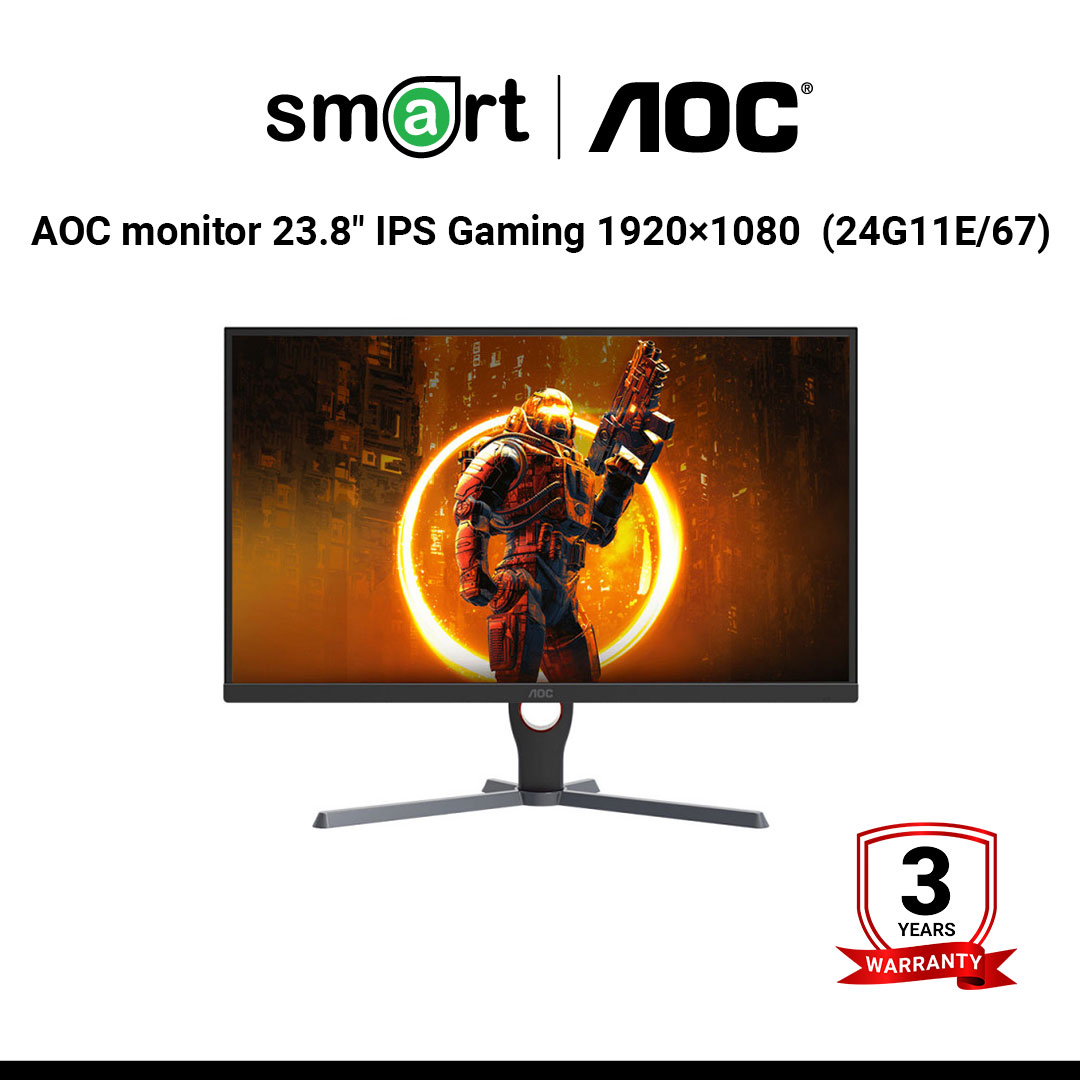 จอมอนิเตอร์ AOC monitor 23.8" IPS Gaming 1920×1080 300cd/m², 1ms @180Hz DisplayPort,HDMI Adaptive Sync - 24G11E/67