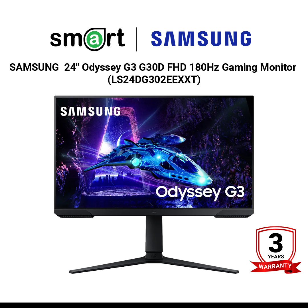 จอมอนิเตอร์  SAMSUNG&nbsp; 24" Odyssey G3 G30D FHD 180Hz Gaming Monitor (VA, HDMI, DP) - LS24DG302EEXXT